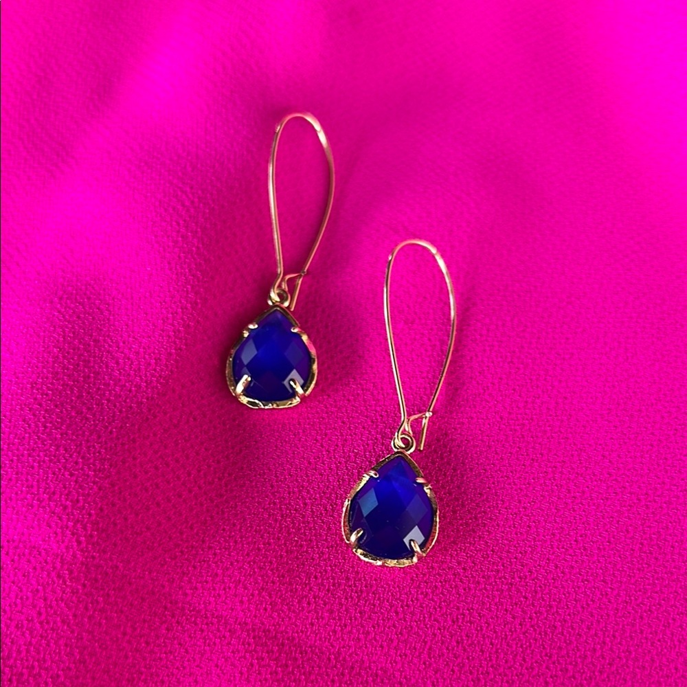 Elegant Gold and Blue Drop Earrings